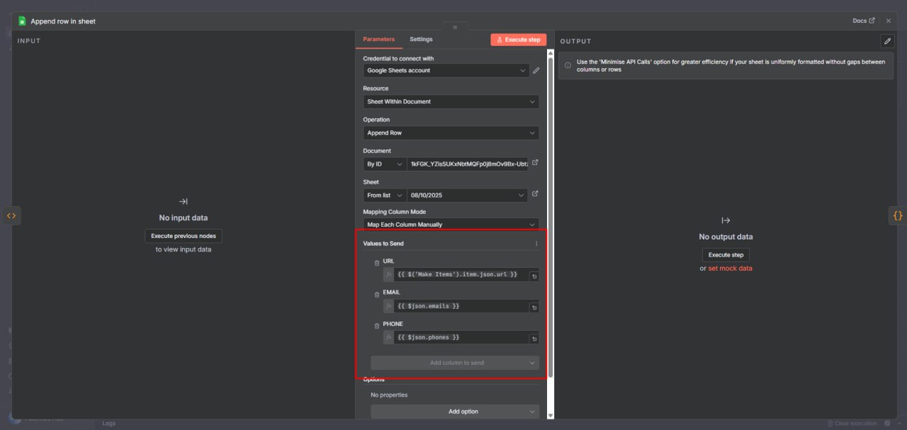 Append row and google sheet by automizehub.ai